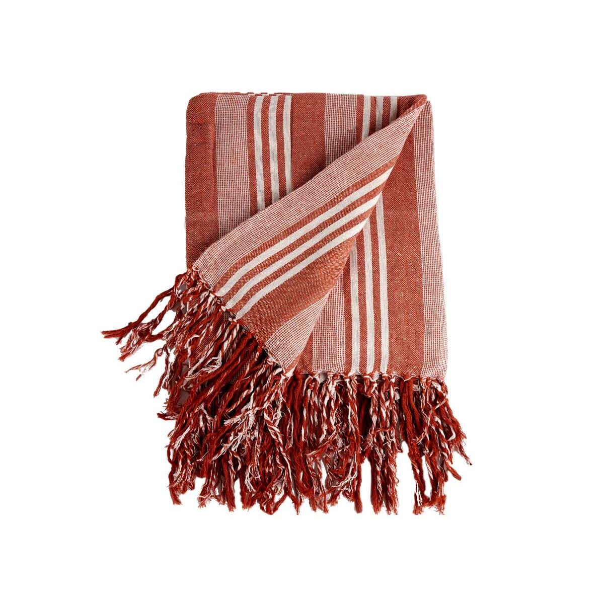 Multipurpose throw Gift Decor White Red 235 x 205 cm Stripes (8 Units)